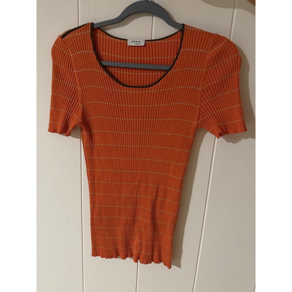 Akris Punto Orange Brown Trim Ribbed Top Capsule Swiss Luxury Copenhagen